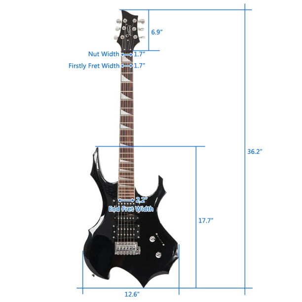 Guitare électrique Glarry Beginner Flame avec accessoires Noir 
