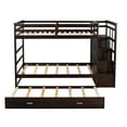 thumbnail image 6 of Harper & Bright Designs Twin Over Twin Bunk Bed with Trundle and Stairs, Wood Kids Bunk Beds with Storage Drawers and Guardrail for Teens Adults, Espresso, 6 of 14