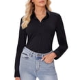 thumbnail image 1 of Camisas con botones Siliteelon para mujer de manga larga, color negro, 1 of 9