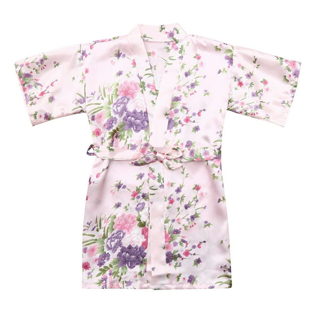 Toddler Clothing Toddler Baby Kid Girls Floral Silk Satin Kimono Robes