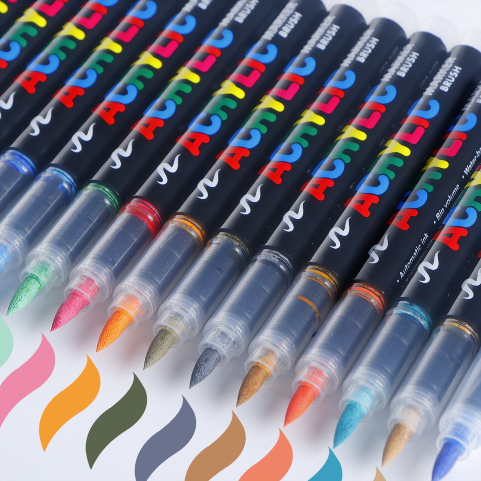 Liquid Acrylic Paint Marker Soft Brush Tip Acrylic Paint Pen for Card Making Drawing Coloring Scrapbooking Journaling