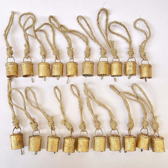 Vivanta 1.75 inch 20 pcs mini gold rustic iron Christmas jingle bells – cow bells, decorative craft bells for garlands and ornaments