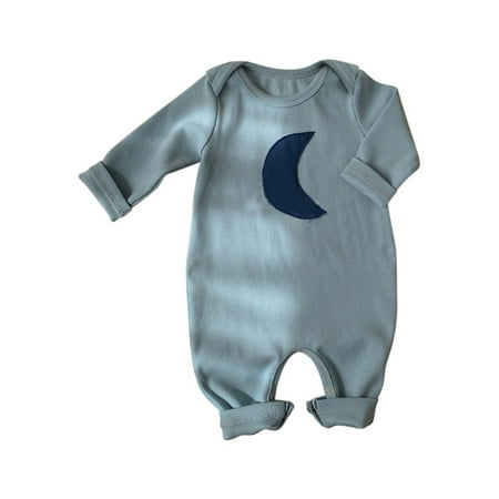 

URMAGIC 0-24 Months Newborn Infant Baby Boy Girl Outfit Clothes Fall Cotton Linen Long SLeeve Rompers Solid Moon Jumpsuits For Toddler