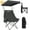Black, variant on Young Wood Portable Camping Chair with Shade Canopy and Side Pocket Design, Green, 2pcs