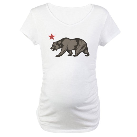 CafePress - California Bear With Star Maternity T Shirt - Cotton Maternity T-shirt, Cute & Funny Pregnancy Tee
