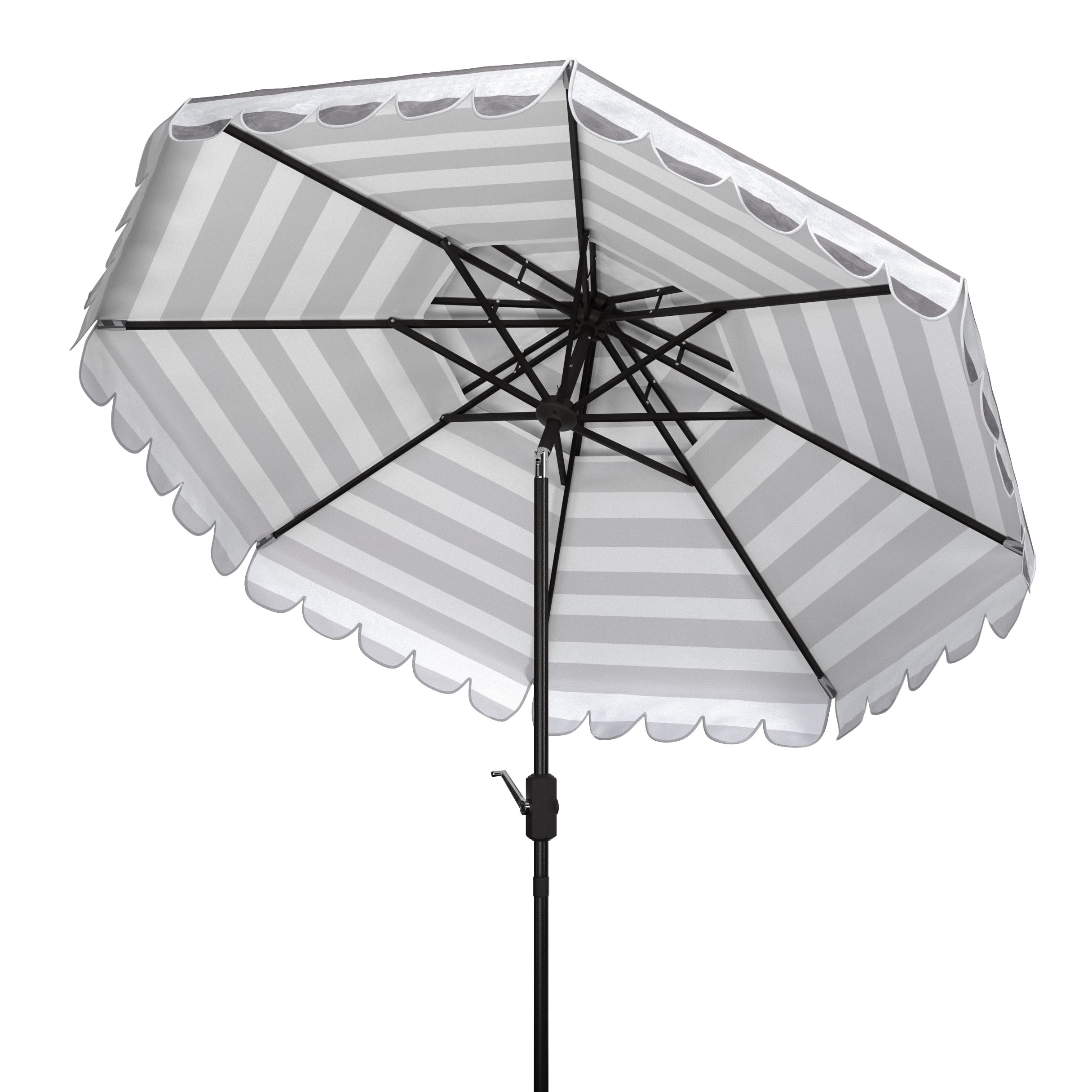Safavieh Vienna 9' Market Crank Double Top Patio Umbrella, Grey/White