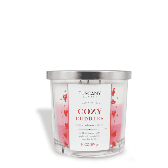 Tuscany Candle Cozy Cuddles: Rose & Cashmere Scented Valentine's Candle, 14 oz