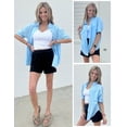 thumbnail image 3 of Blusa HOTOUCH para mujer, cuello en V, manga corta, 100% algodón Sky Bl, 3 of 7