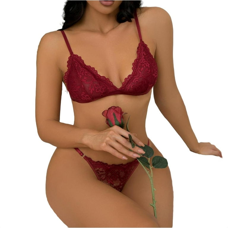 Burgundy bra and panty cheap set