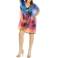 thumbnail image 2 of HAPPY BAY Women's Beachwear Summer Swim Beach Cover ups for Swimwear Bikini Sheer Chiffon Cover up Dress Bathing Suit Swimsuit Coverups for Women XL-XXL Palm Tree, Multicolor, 2 of 4