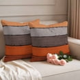 thumbnail image 2 of Burnt Orange Grey Outdoor Waterproof Pillow Covers, Vintage Stripe Farmhouse Wood Grain Decorative Square Throw Pillowcase Sofa Cushion Sham for Patio/Couch/Chair, 20"x20" 2 Pack, 2 of 8