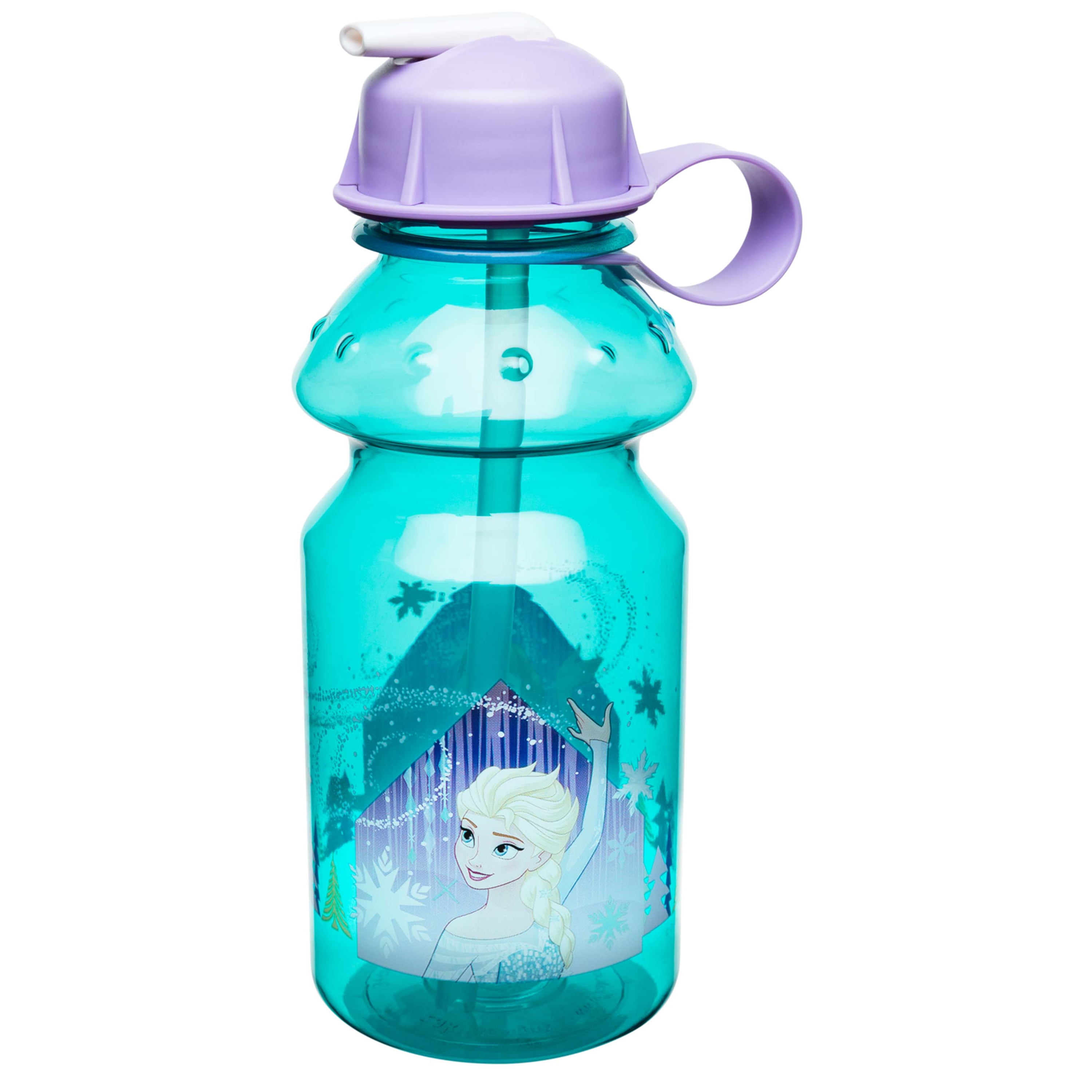Disney FROZEN Elsa Anna water bottle 14 oz flip straw NEW 