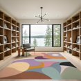 thumbnail image 2 of ODIKA 9'x12' Washable Area Rug Pastel Multicolor Abstract Flow Modern Geometric Curves and Shapes Design for Dining Room, Basement, Large Office, Non-Slip Chair-Friendly, 2 of 7
