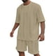 thumbnail image 1 of Men's Summer Knitted Solid Color Casual Short Sleeve T-Shirt Shorts Set S, 1 of 5