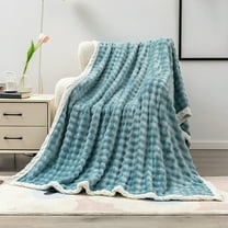 39.37x27.55in Fleece Throw Blanket for Couch, Soft Warm Cream Solid Color, Decorative Striped Blanket, Cozy Giftable for All Seasons