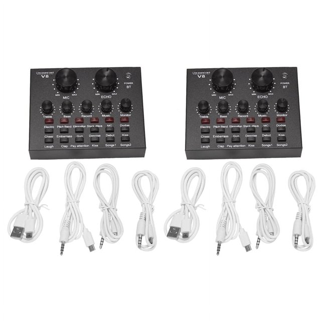 Tarjeta de sonido V8 con interfaz de audio, micrófono externo USB en vivo, función Bluetooth para grabación de canto.