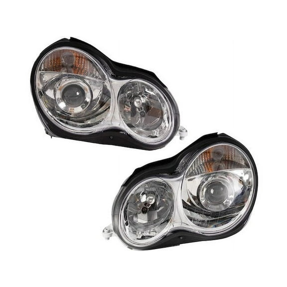 Headlight Set 2 Piece - Compatible with 2005 - 2007 Mercedes-Benz C230 Sedan 2006