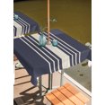 thumbnail image 6 of Outdoor Tablecloth with Umbrella Hole, Beige Striped Spillproof Waterproof Outdoor Table Cover, Midnight Blue Geometric Simple Retro Patio Tablecloths for Party/Garden/Picnic, Square 54"x54", 6 of 9
