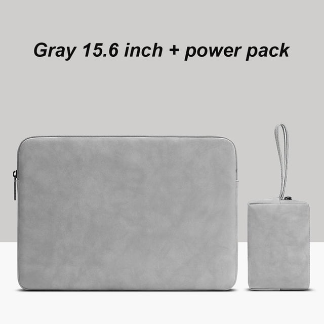 Funda para computadora portátil Funda de cuero impermeable para computadora portátil con cremallera Funda para computadora a prueba de golpes, gris, 15.6 pulgadas, bolsa de cargador Scienceny EL002886-12