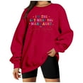 thumbnail image 2 of UJNDER Women's Fashion Letter Print Crewneck Sweatshirt Long Sleeve Solid Color Casual Loose Fit Pullover Sweatshirts for Women Red XXL, 2 of 5