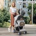 thumbnail image 3 of Infans Folding Pet Stroller 4-Wheel Pet Travel Carrier w/Storage Basket Gray, 3 of 7