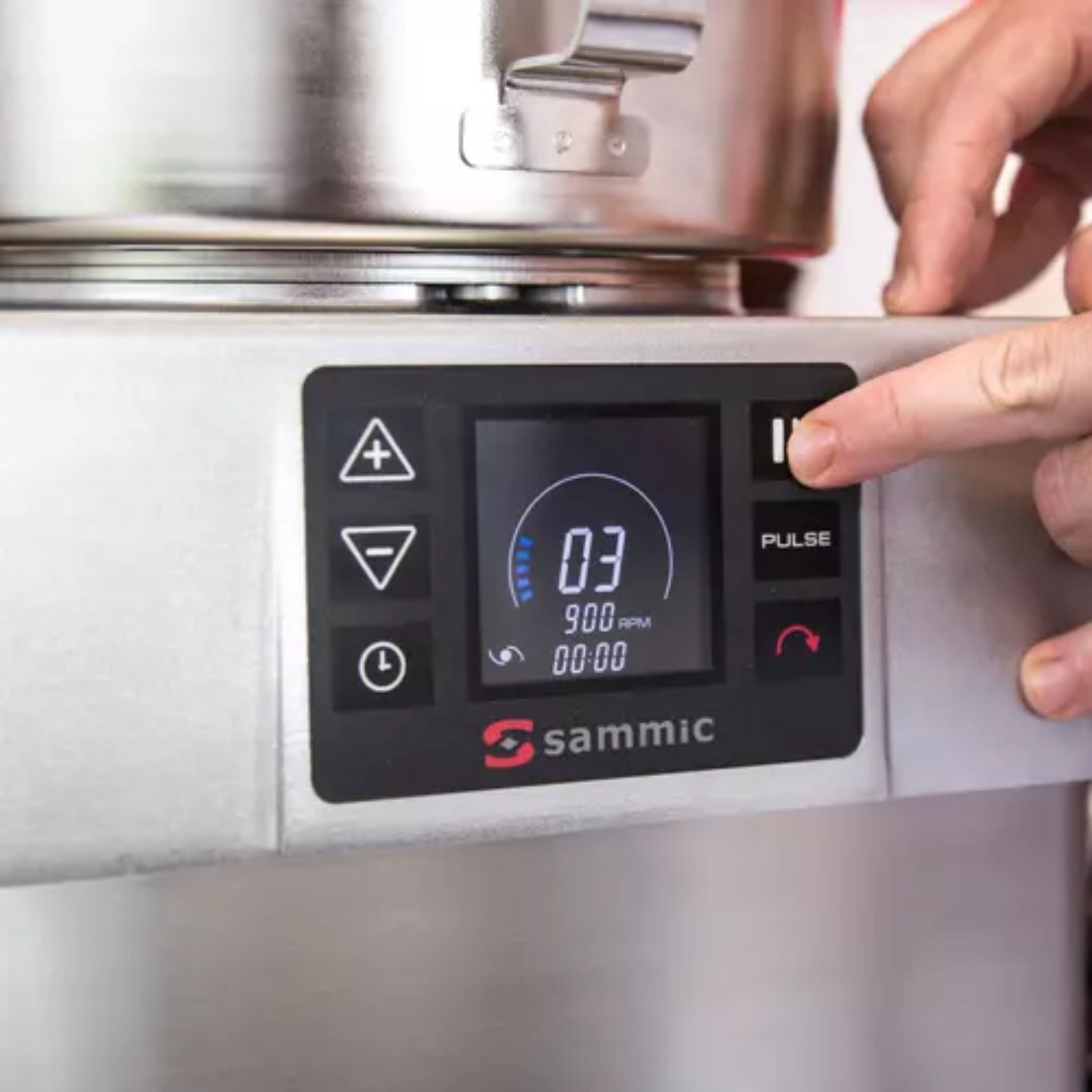 Sammic KE-8V (1050855) Food Processor Emulsifier, 8.5 Qt (8 L) Stainless Steel Bowl, Variable 10-Speed 300-3000 RPM, Reverse Function, Digital Control, Cut and Mix Scraper, 3 HP, Countertop Electric