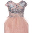 thumbnail image 4 of Little Girls Cap Sleeve Flower Shaped Sequin Top Tulle Special Occasion Flower Girl Dress Blush 4 (J21KS16), 4 of 4