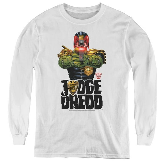 Judge Dredd In My Sights Youth Long Sleeve T-Shirt White