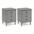 thumbnail image 1 of 3-Drawer Solid Wood Nightstand - 2 Pack - Gray, 1 of 6