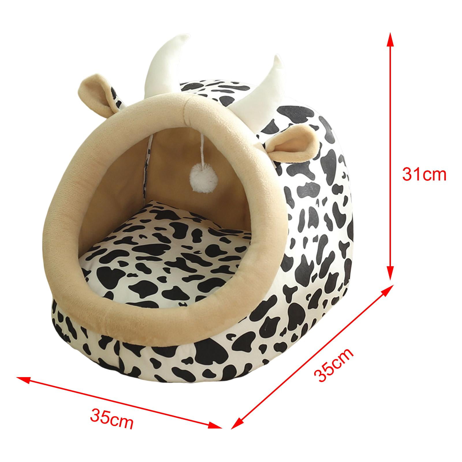 Cute Cave Bed with Ball Slip Bottom Furniture Warm Dog Basket Soft Hideout Portable Pet House Nest for Puppy Indoor Cats Rabbit Kitten , 35x35x31cm Multi