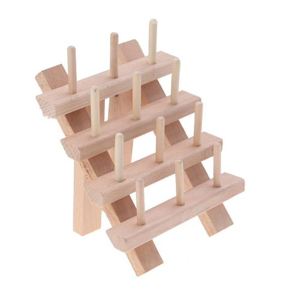 HAKIDZEL Sewing Spool Rack Wooden Beige For Artisans 1Set 6.3X5.1X1.8In