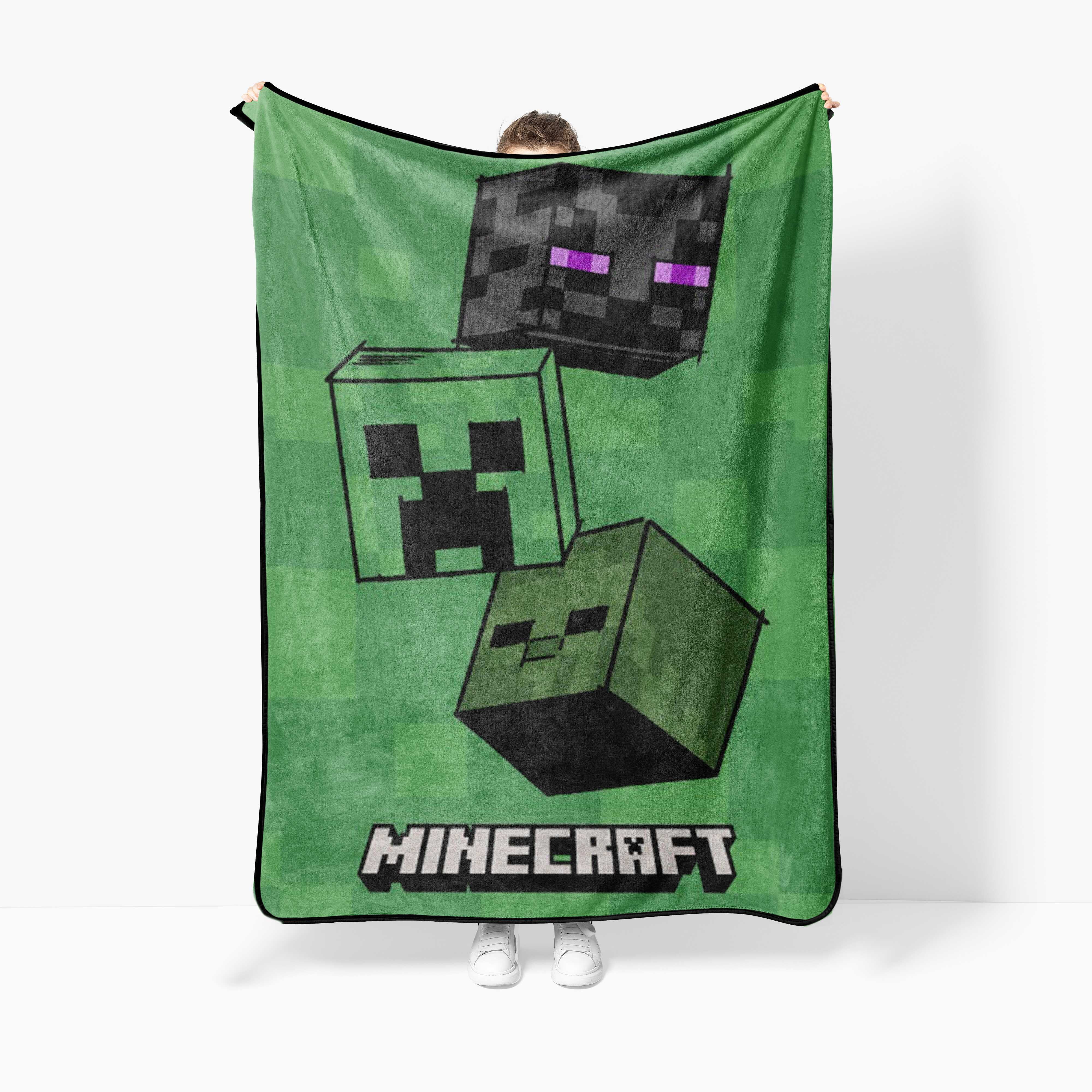 Minecraft Rising Mobs 46" x 60" Coral Fleece Throw Blanket, Polyester, Green, Mojang