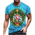 thumbnail image 1 of Hombres Casual Navidad Bow-knot Impresión digital 3D Jersey Cuello redondo Blusa de manga corta Camiseta Pompotops oipoqjl2493, 1 of 3