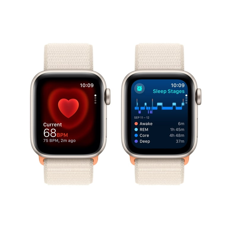 Apple Watch SE (2nd Gen) GPS 40mm Starlight Aluminum Case with Starlight  Sport Loop. Fitness & Sleep Tracker, Crash Detection, Heart Rate Monitor