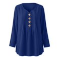 thumbnail image 3 of Vivianyo HD Women's Pleated V Neck Blouse, Tunic Shirts for Women Loose Fit Long Sleeve Top, Fall Office Casual Blouse for Daily Commute and Shopping Trips, Sizes S-2XL, 3 of 7