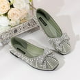 thumbnail image 5 of Viluyesy Womens Ballet Flats, Wide Width Round Toe Cute Pearl Bow Slip-On Shallow Dress Shoes Green, 5 of 8