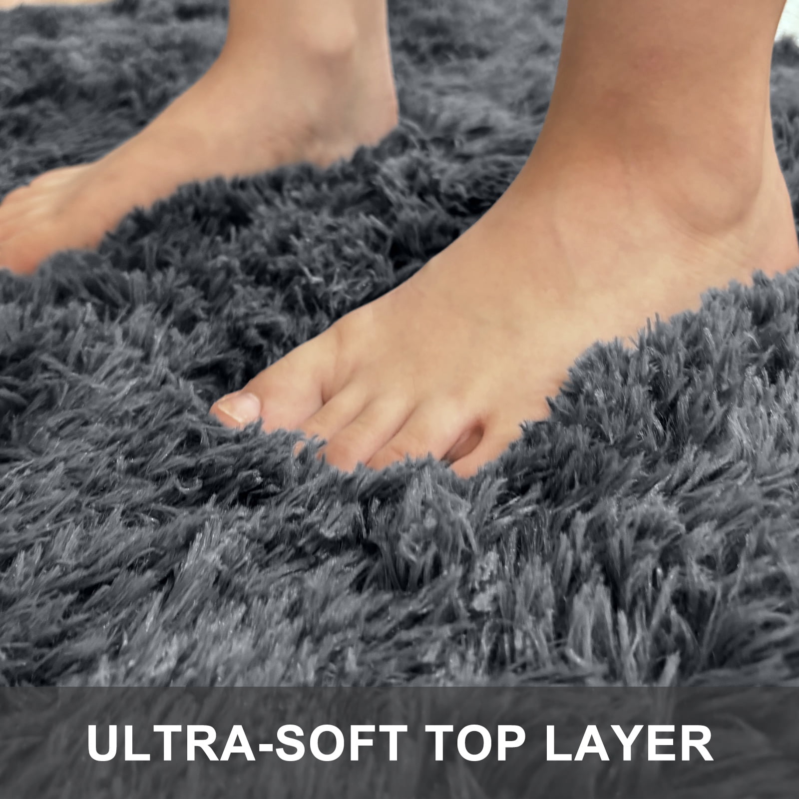 Buganda Area Rugs for Living Room 5'X8', Soft and Fluffy Shaggy Carpet for Pets, Machine Washable Floor Rugs for Bedroom, Grey