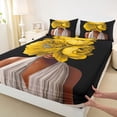 thumbnail image 3 of Homewish Yellow Flower 4-Piece Full Size Sheets For Teens Female,Black Girl Bed Sheets,Dreamy Princess Lightweight Sheet Sets,Ultra Soft Home Decor, 3 of 7