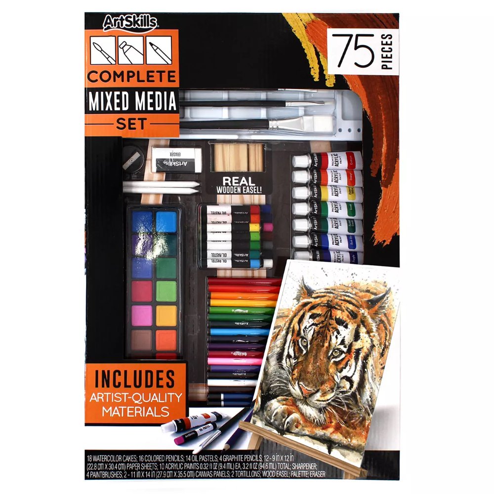 ArtSkills Complete Mixed Media Art Set with Easel, 75 Pieces Walmart