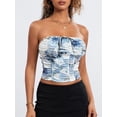 thumbnail image 6 of KelaJuan Women’s Strapless Tops Floral Print Lace Trim Off Shoulder Slim Tank Tops for Summer, 6 of 6