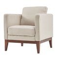 thumbnail image 3 of Weston Home Riley Linen Upholstered Accent Chair with Wood Legs, Beige, 3 of 5
