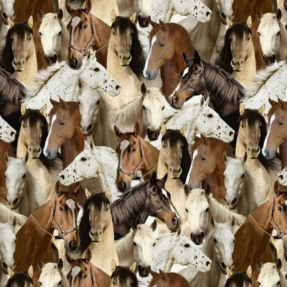 Windham Fabrics One Of A Kind Horses Multi 100% Cotton Fabric sold by the yard