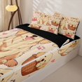 thumbnail image 3 of Manfei Kawaii Puppy Zipper Twin Comforter Sets with Fitted Sheet and 2 Pillowcases, Cartoon Bow Dog Zipper Bedding Set, Cream Pink, Black Reversible, 4-Piece, 3 of 7