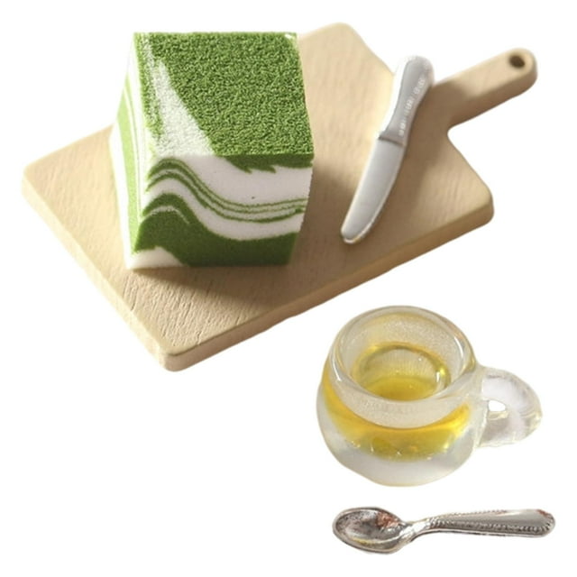 TISHITA 5x 1:12 Dollhouse Miniature Cake Miniature Pretend Toy Green Tea