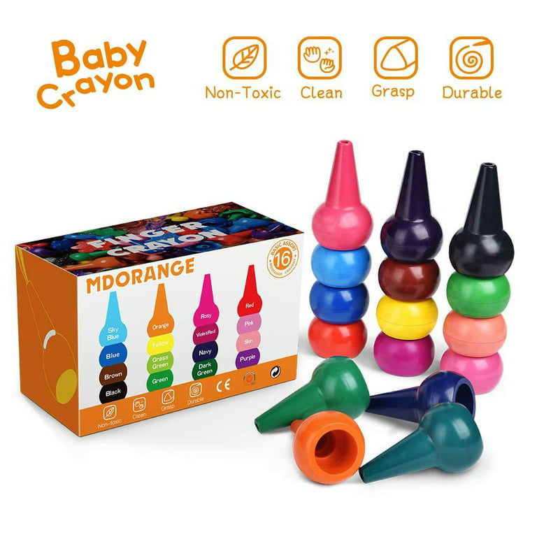 AIERVEN Crayons for Toddlers Palm Grip Jumbo Baby Crayons 24 Colors Washable Non-Toxic Paint Crayons Toys for Kids 3+ (Soap)