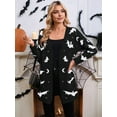 thumbnail image 2 of Women'S Button Cardigan Long Sleeve Loose Casual Knit Cardigan Halloween Bat Black S, 2 of 8