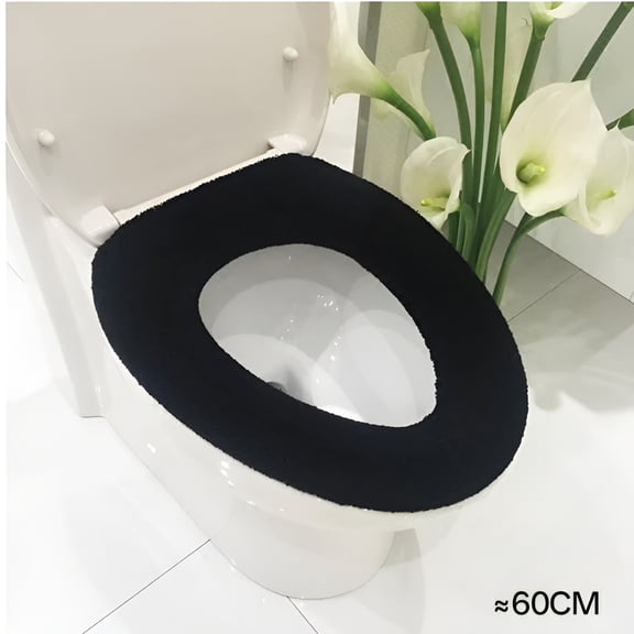 AUQ Washable Comfortable Soft O Ring Toilet Lid Cover Toilet Seat Covers,Black