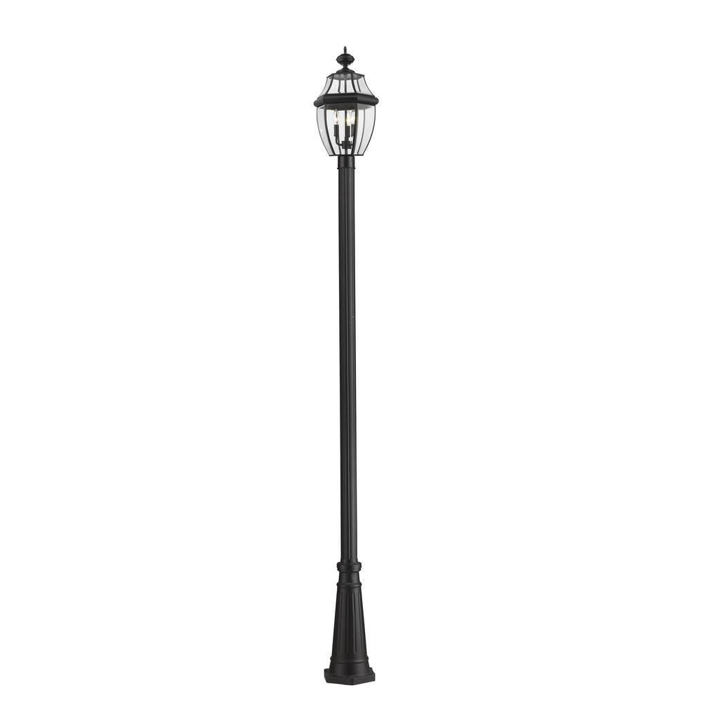 Z-Lite Westover 3 Light 114" Clear Glass Brass Outdoor Lamp Post in Black