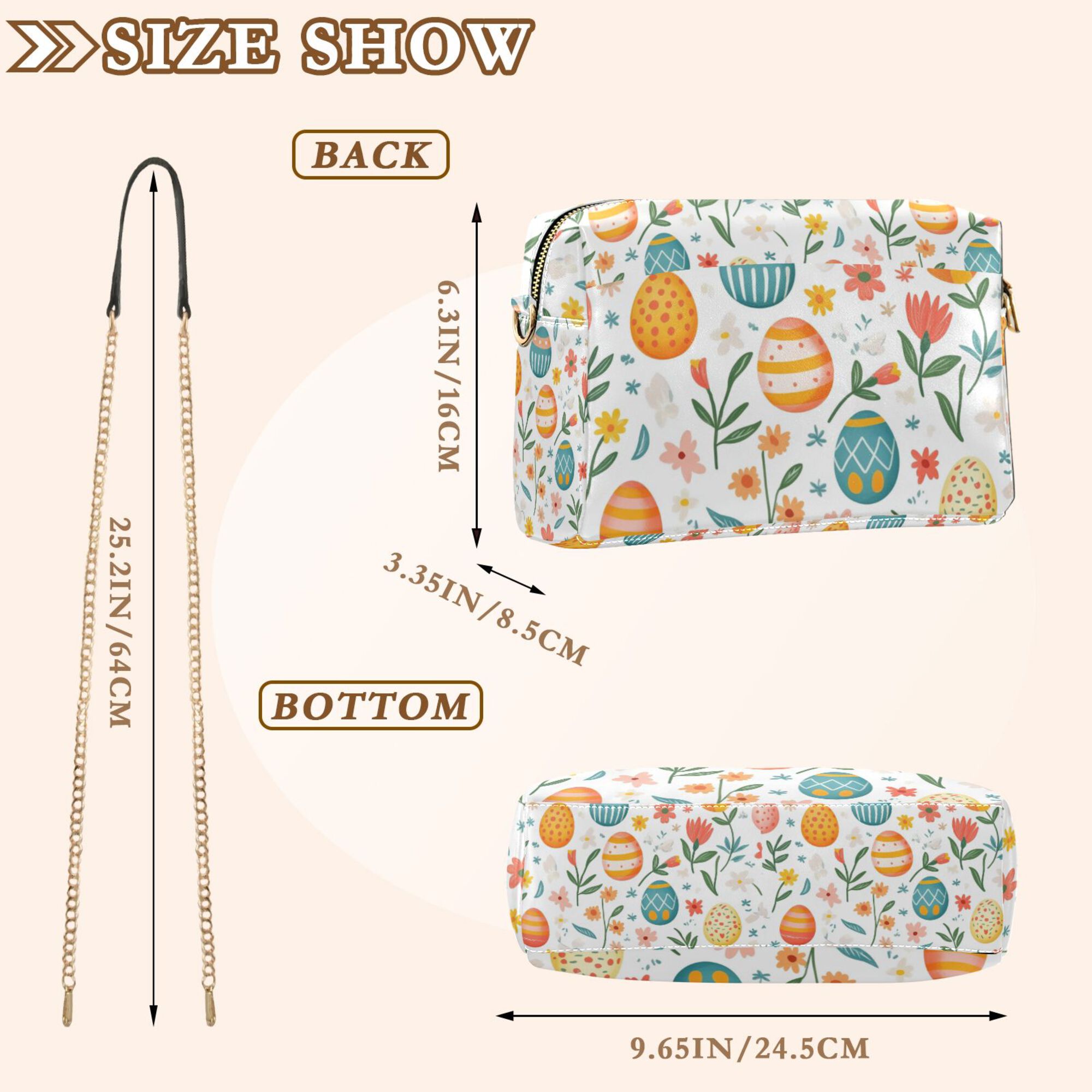 FORMRS Women Crossbody Purse with Chain Strap Vegan Leather Shoulder Handbag, Floral Easter Eggs