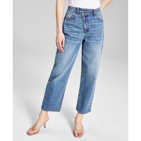 Now This Womens Cotton Crisscross Cropped Jeans Bamse Med Wash 32